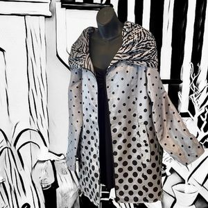 Reversible Rain Coat Polka Dots AND Zebra Print, Pockets Both Sides & Fab Hood
